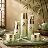 Ensemble d'emballages cosmétiques en verre de qualité supérieure avec flacons pompe rhomboïdes et pots à crème 120ml 80ml 40ml 50g 30g pour les soins de la peau