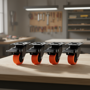 Roulettes pour meubles, plaque rotative de 2 pouces, roues en PVC à double verrouillage, capacité de charge lourde, utilisation en cuisine - Product Image 2