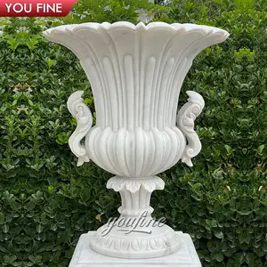 新设计的手工雕刻现代花园大理石花卉花盆