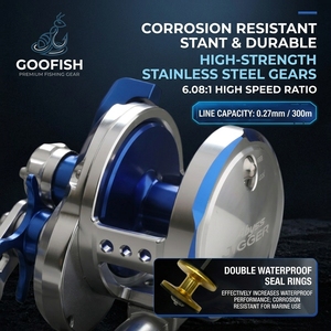 GOOFISH Abyss pour moulinet <span class=keywords><strong>spinning</strong></span> avec une résistance maximale de 30 kg, 9 roulements, rapport de transmission 6.08:1, entièrement en métal CNC, pour la pêche en eau salée, slow jigging pour gros poissons - Product Image 5