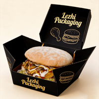 Bestseller Braune Karton Kraftpapier Wellpappe Schwarze Fast-Food-Box Behälter Maßgefertigte Burger-Box
