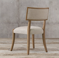 Chaise de salle à manger moderne de style américain Rhoohill, couleur personnalisée, en bois de chêne blanc avec tissu en lin, pour l'intérieur
