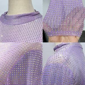 T145 tela <span class=keywords><strong>de</strong></span> <span class=keywords><strong>tul</strong></span> Sexy malla Top <span class=keywords><strong>manga</strong></span> <span class=keywords><strong>larga</strong></span> Bling Diamond Tank Top estampado brillo cristal camiseta Tops - Product Image 4