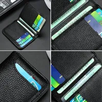 Dompet Kartu Kredit Mini Kulit PU Lembut Kasual Super Tipis Portabel untuk Pria Tipis Kecil Pendek
