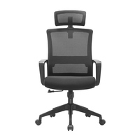 Chaise de bureau pivotante moderne à roulettes, chaise de travail réglable en maille, chaise de bureau à dossier haut avec appuie-tête et roulettes