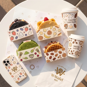 Cajas Personalizadas para Mini Hamburguesas, Bandeja para Pan Tostado, Caja de Empaque para Sándwiches, Hot Dogs, <span class=keywords><strong>Donuts</strong></span>, Waffles de Huevo, Contenedores para Comida para Llevar - Product Image 6