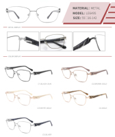 Nouvelles Lunettes de Myopie pour Femmes Adultes Tendance LE6495, Monture Optique Métallique Oeil de Chat à Bordure Complète, Ornées de Diamants et de Pompons Creux