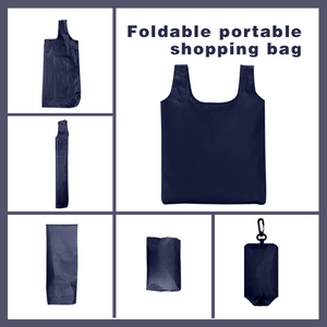 Reusable Grocery Bags Foldable 52cm Lightweight Nylon Tote Folds Into Pouch Carabiner Clip <b>Hook</b> Reinforced Handles 6 Colors Bulk - Product Image 3
