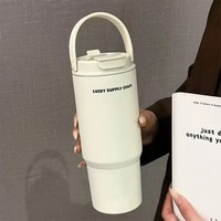Gobelet isotherme grande capacité en acier inoxydable 316, résistant à la glace, avec poignée pour voiture et paille géante, double usage, pour boissons froides