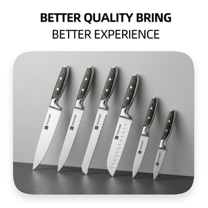 Ensemble de couteaux de cuisine professionnels en acier allemand 6 pièces, acier inoxydable X50CrMoV15, couteaux avec manches ergonomiques en Pakkawood pour OEM - Product Image 2