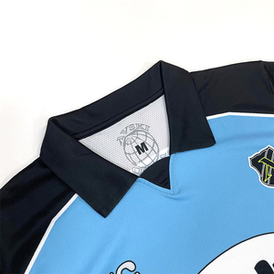 Camiseta de Fútbol Retro Azul Personalizada con Diseño de Patrón Sublimado, Transpirable, de Manga Corta - Product Image 4