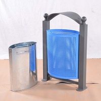 Cubo de basura de metal exterior, gran cubo de basura rectangular de acero para Parque, elementos urbanos, mobiliario urbano