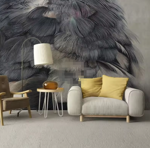 Plume de paon bleu <span class=keywords><strong>peinture</strong></span> à l'huile <span class=keywords><strong>abstraite</strong></span> peler et coller le <span class=keywords><strong>papier</strong></span> <span class=keywords><strong>peint</strong></span> - Product Image 3