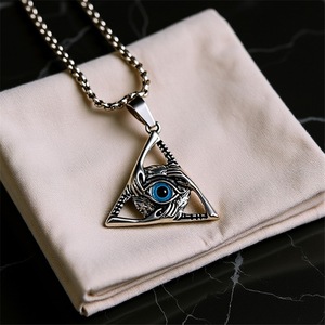 Collar con Colgante de Ojo Turco, Diseño Geométrico Retro de Triángulo, Joyería de Moda Unisex, Regalo, Aleación de Zinc - Product Image 2