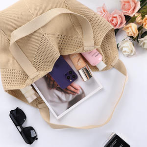 Sac à bandoulière pour femme en tricot ajouré grande capacité, style décontracté et charmant, idéal pour les vacances à la plage - Grande Vente - Product Image 4