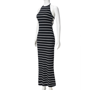 <span class=keywords><strong>Robe</strong></span> d'été simple et tendance 2026, dos nu, à lacets, à rayures, à haute élasticité, style européen et américain, pour femmes - Product Image 5