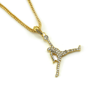 Collar Deportivo AJ con Diamantes de Imitación para Hombre, Estilo Hip Hop, Colgante Slam <span class=keywords><strong>Dunk</strong></span>, Joyería Chapada en Oro, Serpiente para Bodas y Fiestas - Product Image 4