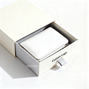 Biodegradable Handmade Leather Wallet Packaging <b>Box</b> with Ribbon and Custom Cardboard Drawer Design - Product Image 3