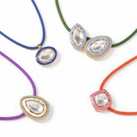 Collier pendentif style européen-américain avec chaîne en cuivre, motif goutte d'huile, couleur macaron, effet diamant haute transparence, style Dopamine