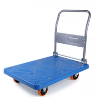 Chariots de transport robustes, chariots à plateforme, chariots pliants, chariots à plateforme pliables, chariots en acier bleu argenté, acier inoxydable, emballage