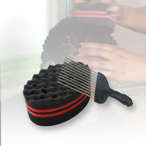Brosse à cheveux ovale double face en forme de vague, éponge magique durable, lot de 8 pièces, pour boucles <span class=keywords><strong>afro</strong></span> naturelles, dreadlocks, salon de <span class=keywords><strong>coiffure</strong></span> - Product Image 4