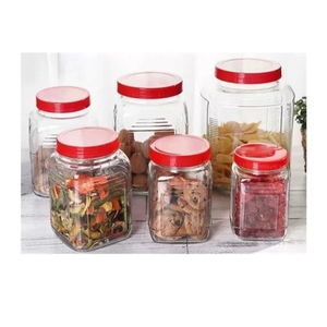 2500ML 1800ML 1000ML 700ML Pot de stockage de croustilles carrées en verre avec couvercle en plastique dans <span class=keywords><strong>la</strong></span> <span class=keywords><strong>cuisine</strong></span> - Product Image 4