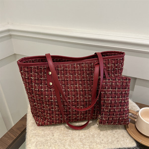 Nouveauté 2026 : Sac fourre-tout en tweed à carreaux grande capacité, élégant et tendance, sacs à bandoulière pour <span class=keywords><strong>femme</strong></span>, idéal pour les tenues décontractées quotidiennes - Product Image 6