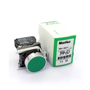 ManHua 10A Control Button Switch Smart Green Color Spring Return Switch Flush Button Momentary 1NO XB4-BA31