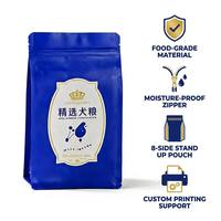 Sachet refermable pour aliments secs pour chiens et chats, 500g 5kg, fond octogonal, fermeture éclair, imprimé dessin animé brillant, barrière multicouche, autoportant, personnalisé OEM