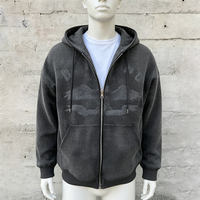 Veste à capuche zippée réversible Finch Garment pour homme, coupe oversize, en tricot gaufré délavé à l'acide, style boxy et épaules tombantes