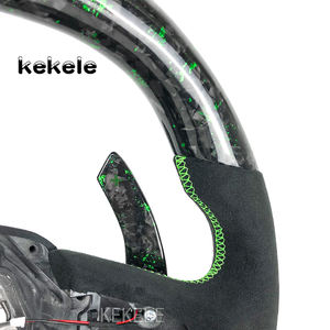 Volant en fibre de carbone forgé vert personnalisé avec manettes de vitesse pour <span class=keywords><strong>Audi</strong></span> Q3 Q4 Q5 Q7 Q8 R6 R8 S3 S4 S5 RS3 <span class=keywords><strong>RS5</strong></span> - Product Image 5