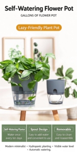 Poteaux floraux verts pour plantes, auto-arrosants, avec système de drainage, pour maison et cabane transparente - Product Image 5