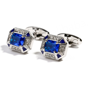 Hot-selling High-quality Light Luxury Retro Men's <b>Cufflinks</b> square Silver <b>Shirt</b> <b>Cufflinks</b> Inlaid <b>with</b> Zircon <b>Cufflinks</b> - Product Image 2