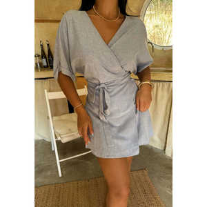 Mini Vestido Azul con Lazos para Mujer, Casual, Elegante, Estampado Floral, Translúcido, Personalizable, ODM, Tallas XS-XL, para Fiestas, Eventos Formales - Product Image 4