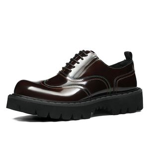 Zapatos de Hombre de Estilo Inglés, Casuales de Negocios, con Cordones, Plataforma y Punta Redonda, de Cuero Genuino, para Otoño, que Aumentan la Altura - Product Image 1