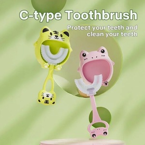 <b>U</b>-<b>Shaped</b> Children's <b>Toothbrush</b> Cartoon Animal Baby <b>Toothbrush</b> 360 Degree <b>Kids</b> Teeth Oral Care Cleaning Brush Silicone Teether - Product Image 5
