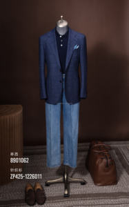 HARCHOY <span class=keywords><strong>azul</strong></span> <span class=keywords><strong>marino</strong></span> Príncipe de Gales <span class=keywords><strong>cuadros</strong></span> discreto franela de lujo británico 100% lana chaqueta informal de un solo pecho - Product Image 2