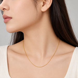 Collier en acier inoxydable à chaîne fine avec placage sous vide en or 14 carats, 41+8 cm, bijoux minimalistes pour superposition - Product Image 5