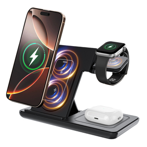 Support de charge sans fil rapide 3-en-1 portable avec logo personnalisé, design magnétique pliable <span class=keywords><strong>pour</strong></span> téléphone portable et <span class=keywords><strong>montre</strong></span> - Product Image 1