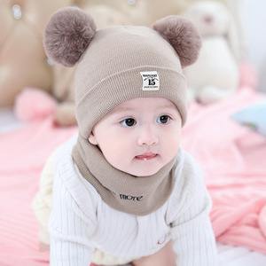 Automne et hiver tricot chapeau bébé casquette écharpe ensemble en gros chaud deux pièces bébé <span class=keywords><strong>bonnet</strong></span> en tricot ensemble - Product Image 6