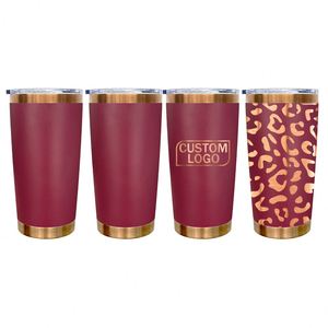 USA Warehouse 20oz Maroon Powder Coated Copper Plated Underneath Tumbler Mugs <b>Cup</b> <b>with</b> Magnetic Sliding <b>Lid</b> for Laser Engrave - Product Image 1