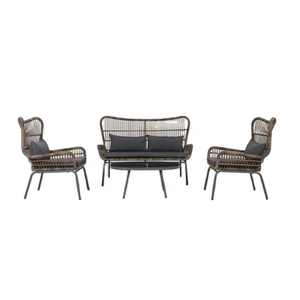Leisure 4pcs Traditional Design Steel Frame Outdoor <b>Rattan</b> Garden Coffee <b>Table</b> Sets for Hotel & Villa - Product Image 2
