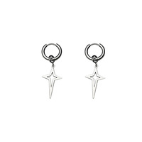 Boucles d'oreilles pendantes étoile croisée de luxe, style coréen minimaliste, tendance, anti-chute, pour hommes et femmes, bijoux d'oreille quotidiens