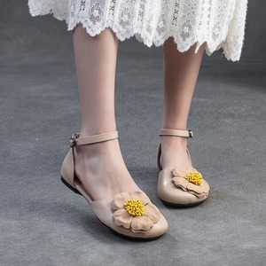 Summer new style baggy <b>flat</b>-soled elegant flowered sandals Retro fashionable ideal for all occasions versatile women's shoes - Product Image 3