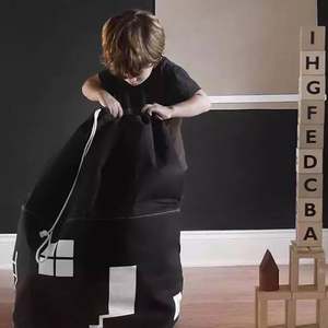 Ins populaire toile tissu jouets sac de rangement enfants sacs de rangement à cordon - Product Image 5