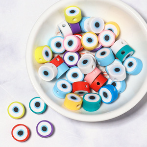 50 pièces perles de visage de sourire pour la fabrication de bijoux, fleur coeur oeil étoile lettre Animal fruit trou <span class=keywords><strong>Fimo</strong></span> perles d'argile polymère - Product Image 6