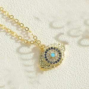 エスニックキュービックジルコントルコデビルアイズネックレス女性ガールギフトジュエリーラウンドエナメルイービルアイズネックレス - Product Image 4