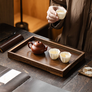 Walnut Wood <b>Teacup</b> Tray Solid Wood Chinese Tea Serving Tray For Household And Restaurant Use - Product Image 3