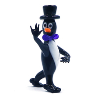 Figurine décorative de pingouin noir qui marche et danse, en verre soufflé de Murano, artisanat de lampwork, cadeau de bureau, jouet décoratif
