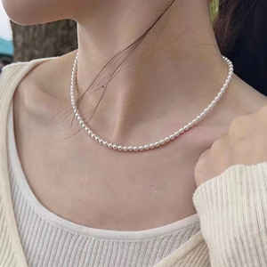 Collier <span class=keywords><strong>Miu</strong></span> Xi en argent 925 avec perles d'eau douce naturelles haute brillance, chaîne de perles pour bébé, blanc/gris, unisexe, vente en gros de bijoux - Product Image 1